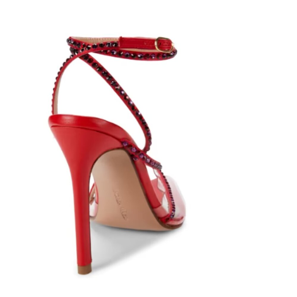 Andrea Wazen 100MM Dassy Sunset Embellished Stiletto Pumps SPICY RED Size:39 - Picture 3 of 5
